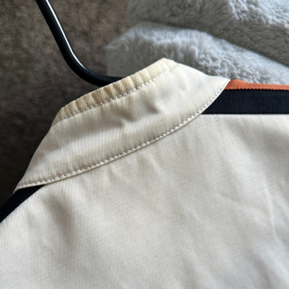 Harley-Davidson Women’s Cream Bomber Jacket with Orange and Black Stripes - Picture 3 of 3